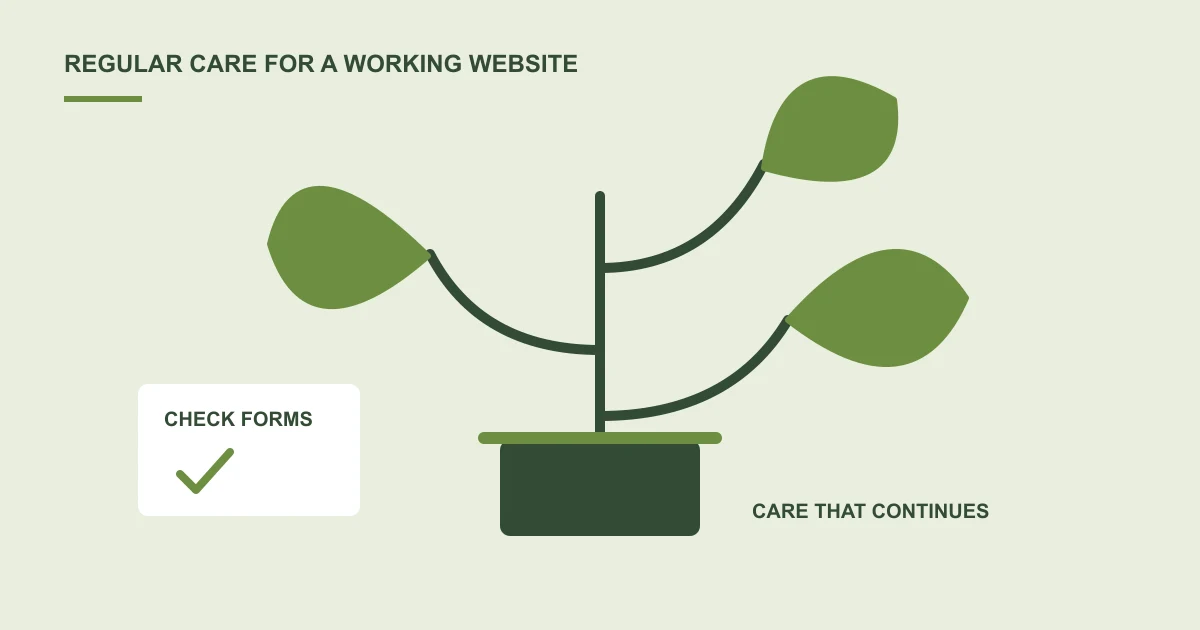 A gardener tending a WordPress website represented as a growing plant with carefully maintained branches.