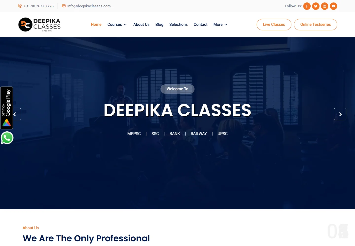 Deepika Classes — Public website screenshot