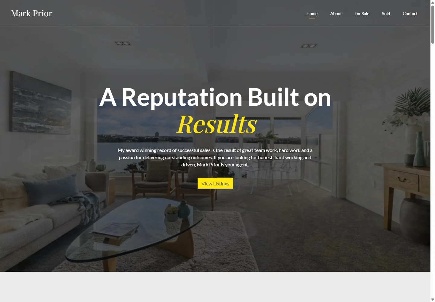 Mark Prior — Public website screenshot