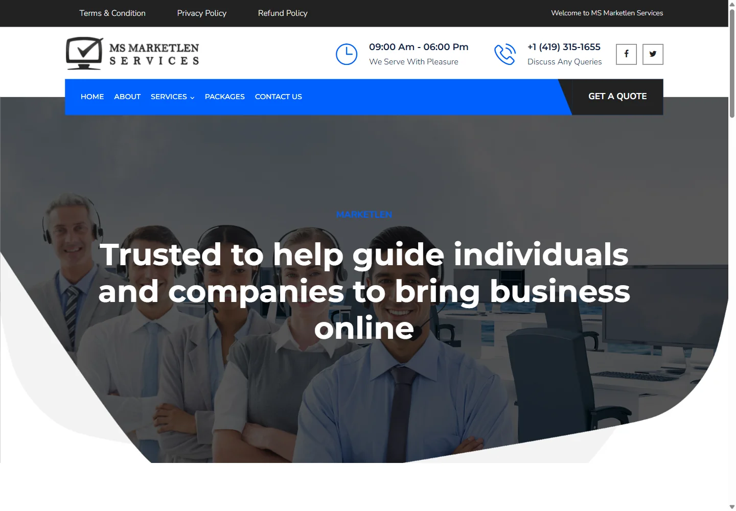 MS Marketlen — Public website screenshot